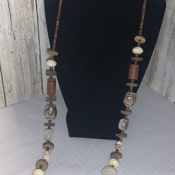 Vintage Tribal Native Boho Long Chunky Beaded Long Necklace 36”-39” Adjustable - Picture 3 of 12